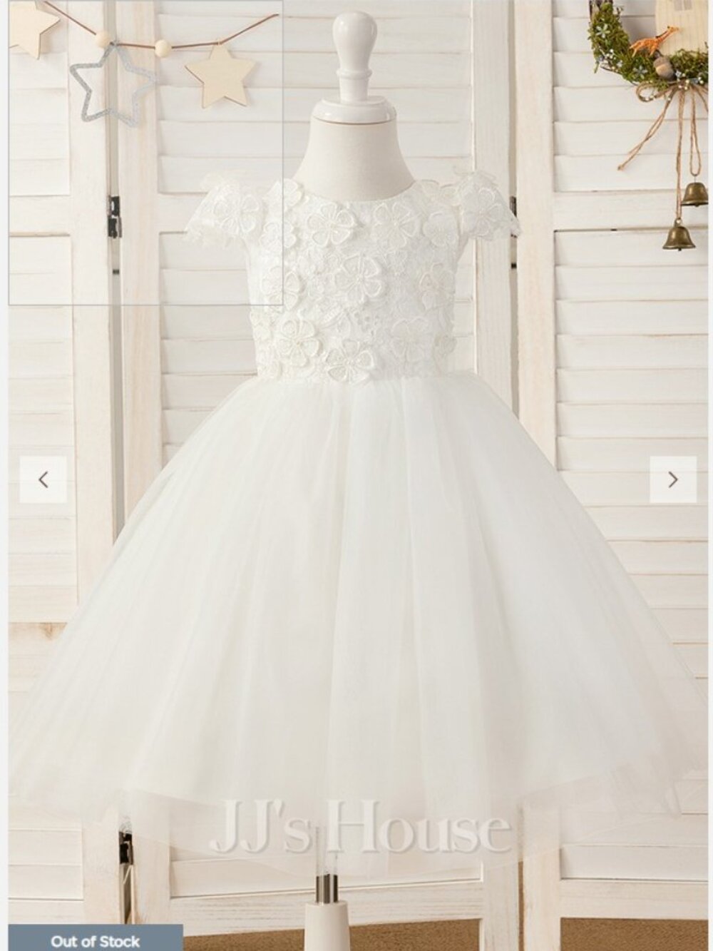 A-line Scoop Knee-Length Lace Tulle Flower Girl Dress With Beading Bow